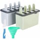 image 1 of Grey & Green Ice Lolly Moulds Set | 8 Popsicle Maker Moulds with Stands, Funnel & Cleaning Brush | Reusable Freezer Ice Pop Makers