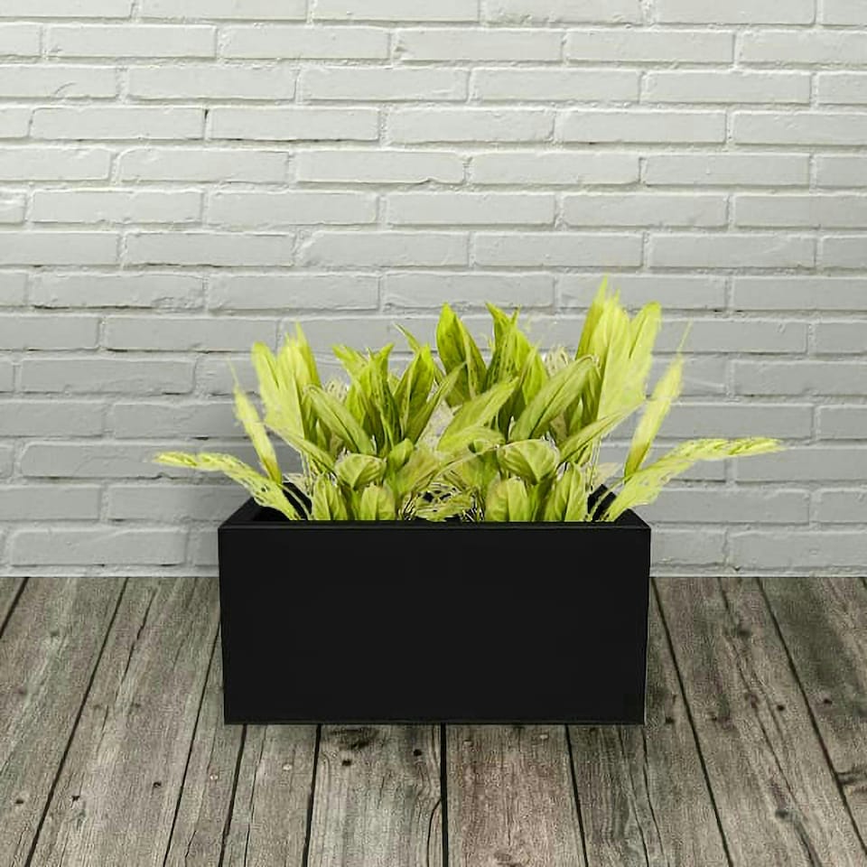 image 1 of Primrose Zinc Steel Outdoor Black Weather Resistant Patio Planter 50cm