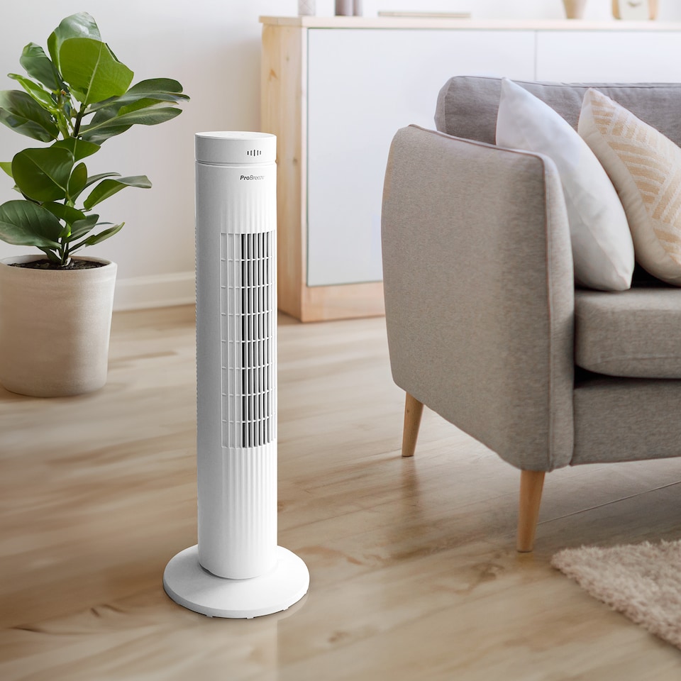 image 1 of Pro Breeze Oscillating Tower Fan with Touch Panel - White