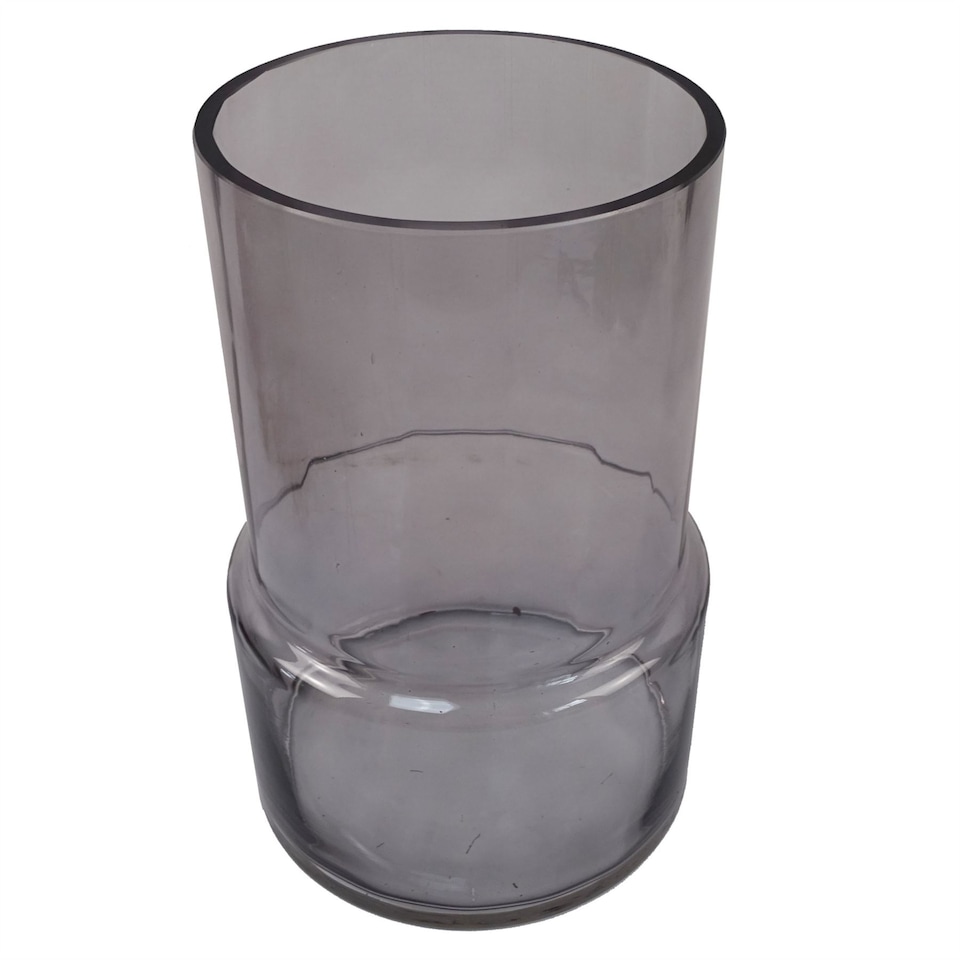 image 1 of 26cm Grey Smoke Glass Vase | Grey | 26