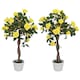 image 1 of Outsunny Set of 2 90cm3FT Artificial Rose Tree, Fake Decorative Plant with Pot, UV-Resistant FauTree for Outdoor Indoor Home Office Decor, Yellow
