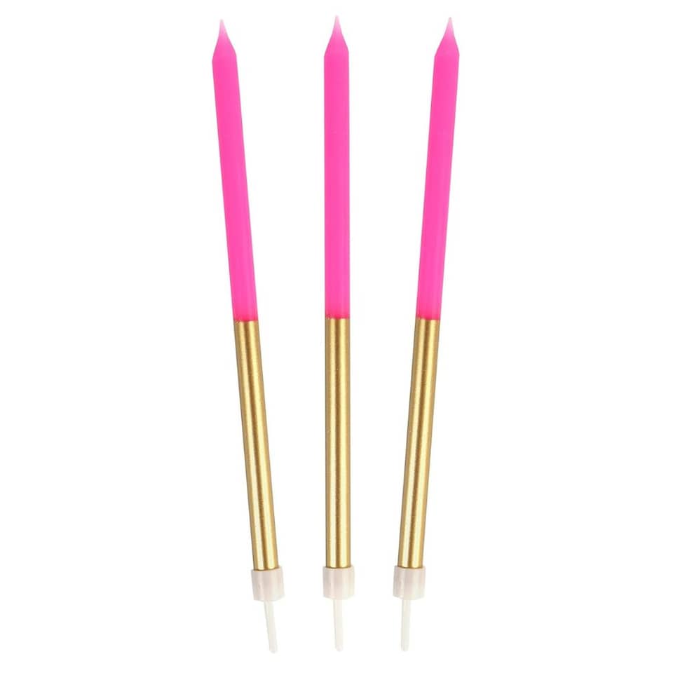 image 1 of Table Fun Pink & Gold Birthday Candles - Bulk Party Candles - 144 Pack