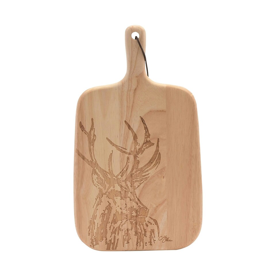 image 1 of Meg Hawkins Rubber Wood Engraved Board - Stag 35x20cm