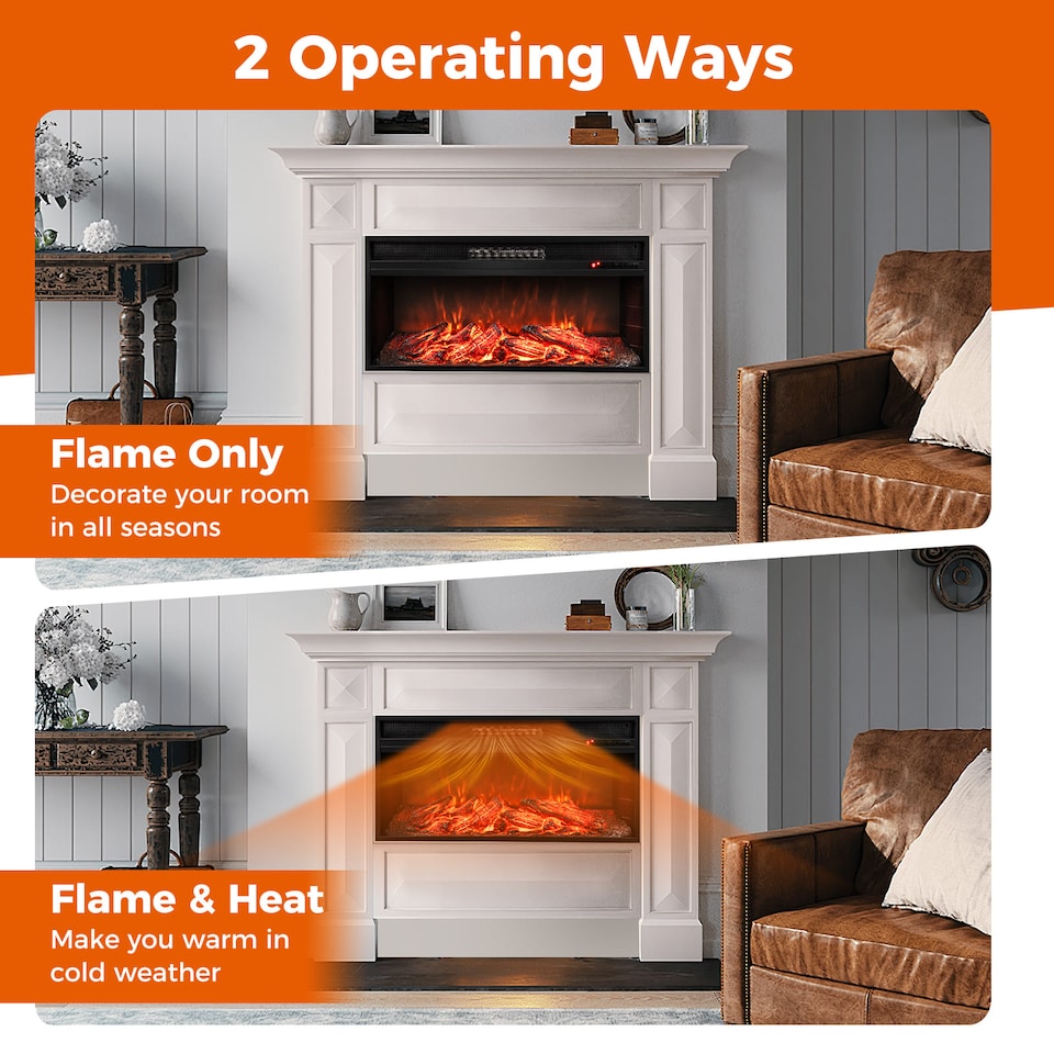 image 1 of COSTWAY Electric Fireplace 5000 BTU Recessed Fireplace Black