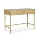 image 1 of VonHaus Landos Computer Desk with Sliding Doors and Tambour Finish Brown