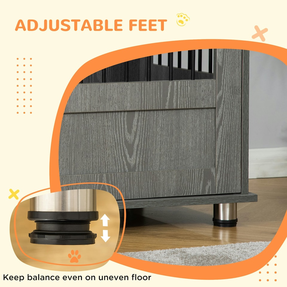 image 1 of PawHut Dog Crate Kennel Cage for Small Dog, Indoor End Table, Grey
