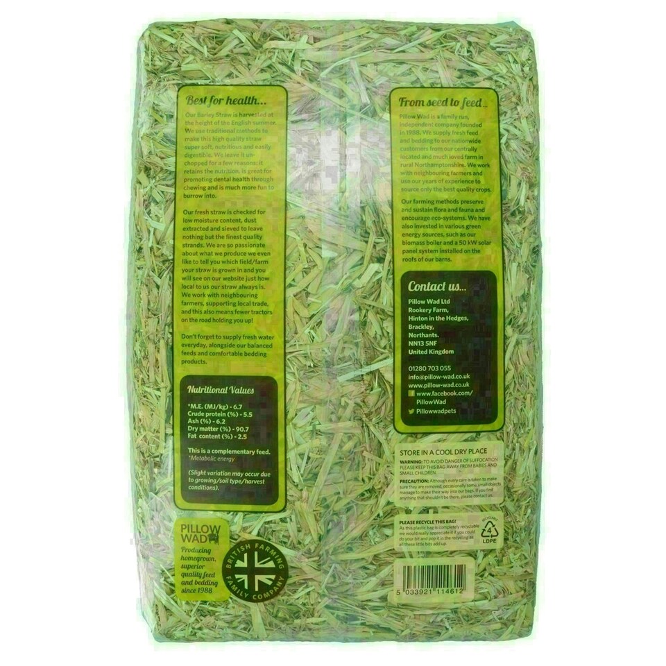 image 1 of 2 Bags Superior Quality Large Barley Straw Small Animal Bedding Feeding 2KG
