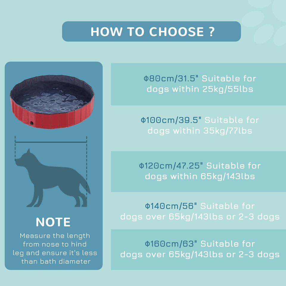 image 1 of PawHut Pet Paddling Pool Cat Dog Indoor/ Outdoor Foldable 160cm Diameter Red