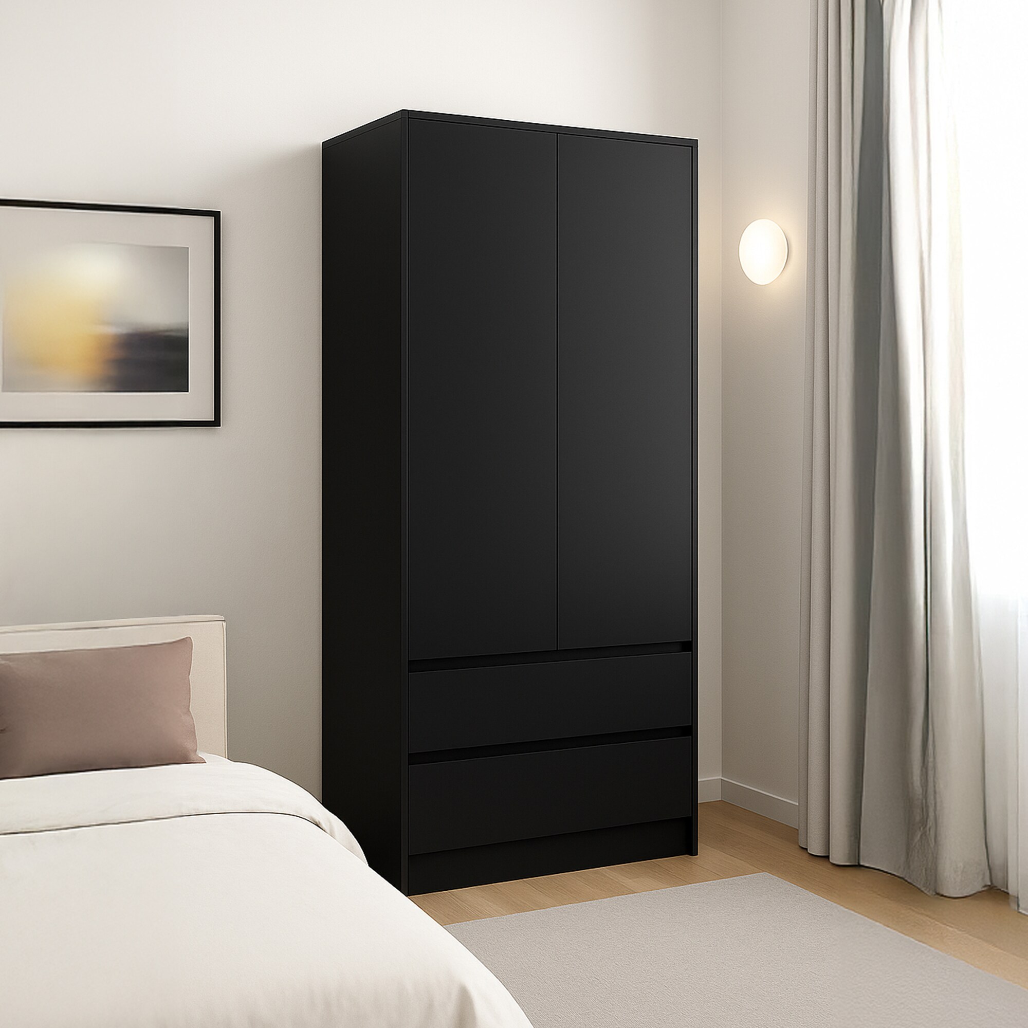 Vida Designs Denver 2 Door 2 Drawer Wardrobe With Shelf & Clothes