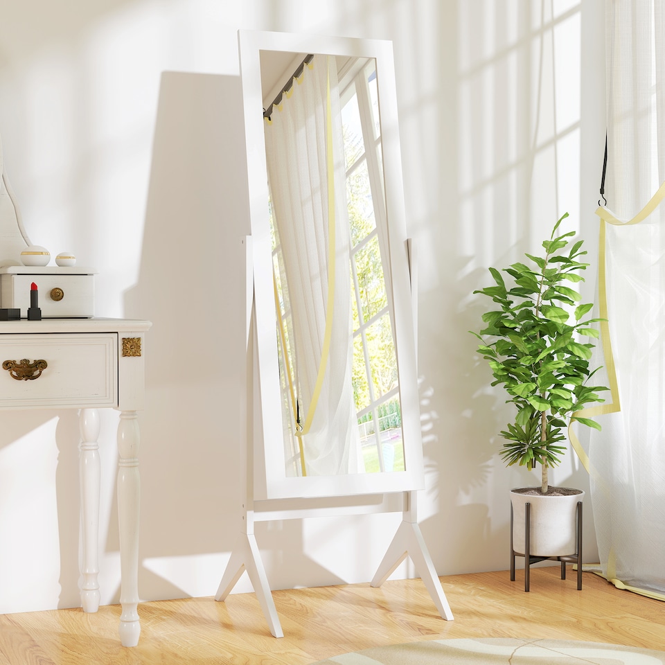 image 1 of HOMCOM Full Length Mirror, Freestanding Adjustable Angle Dressing Mirror for Bedroom, Living Room, 148  47 cm, White