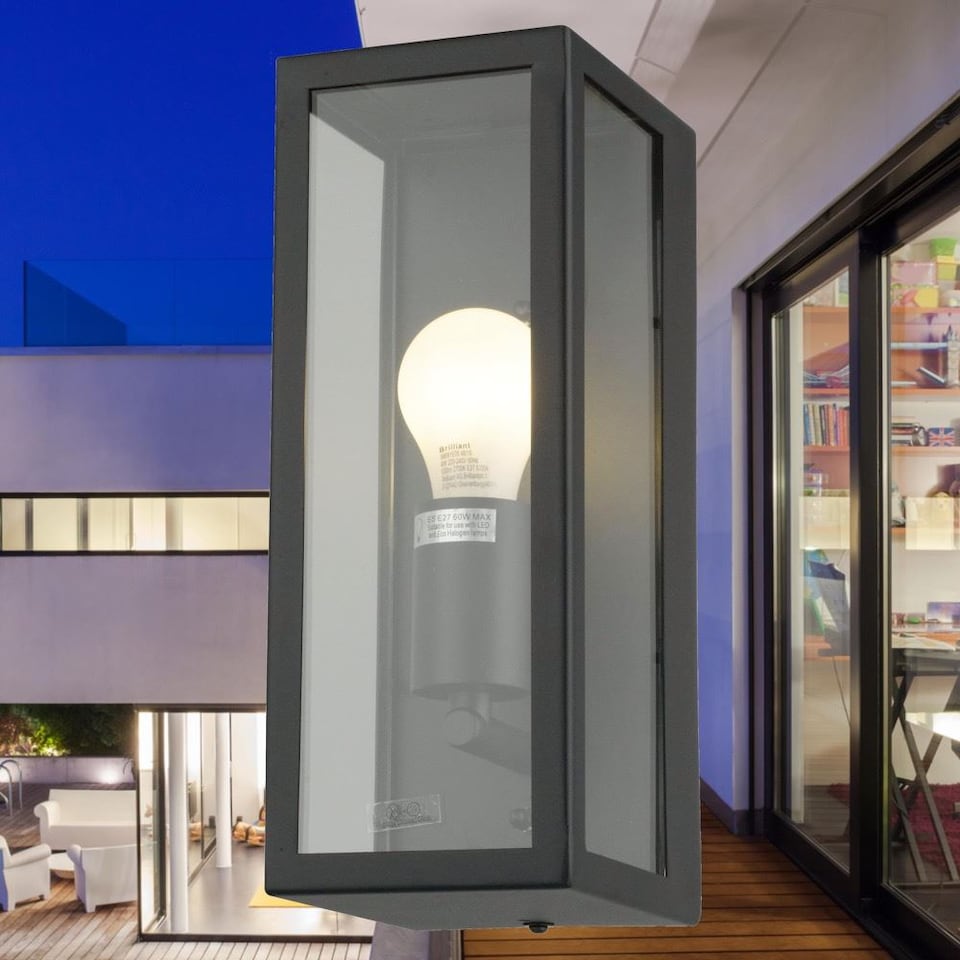 image 1 of Set of 2 Montrose - Black Outdoor Wall Lights | Black | Clear | 2