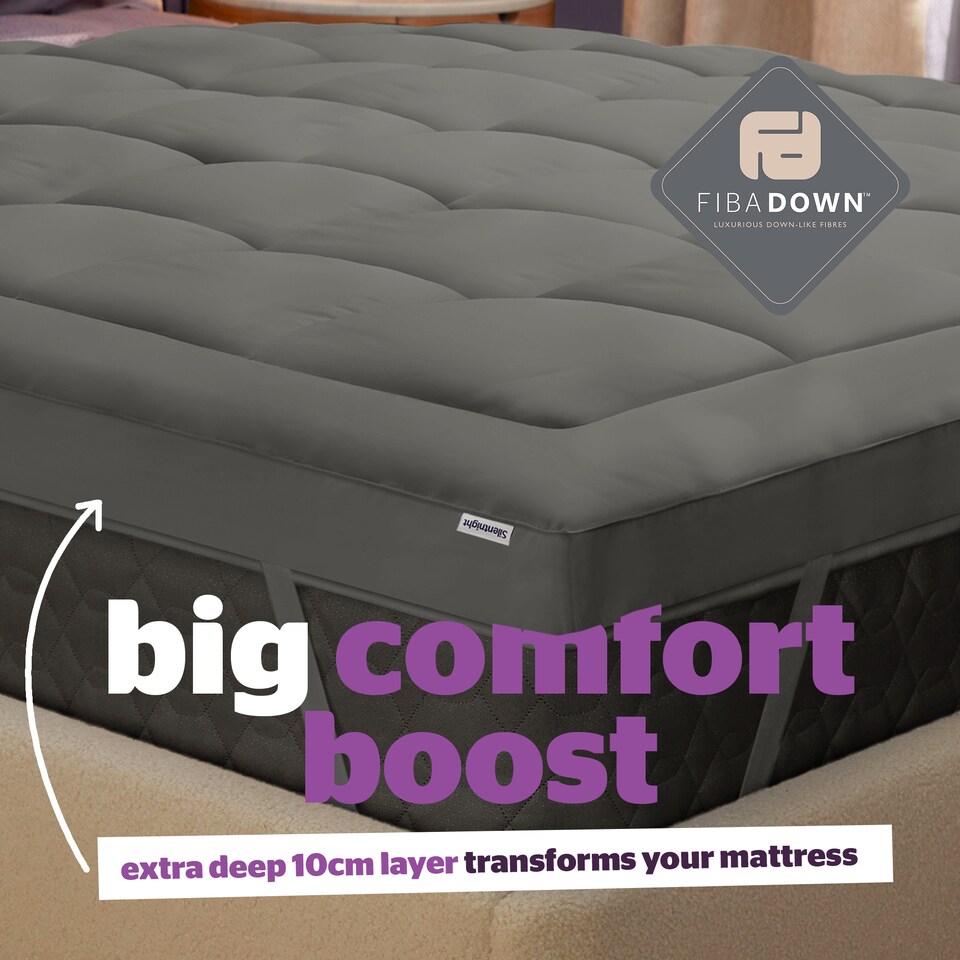 image 1 of Silentnight Deep Sleep Ultimate Mattress Topper 1000, 10cm Thick, Grey, Single