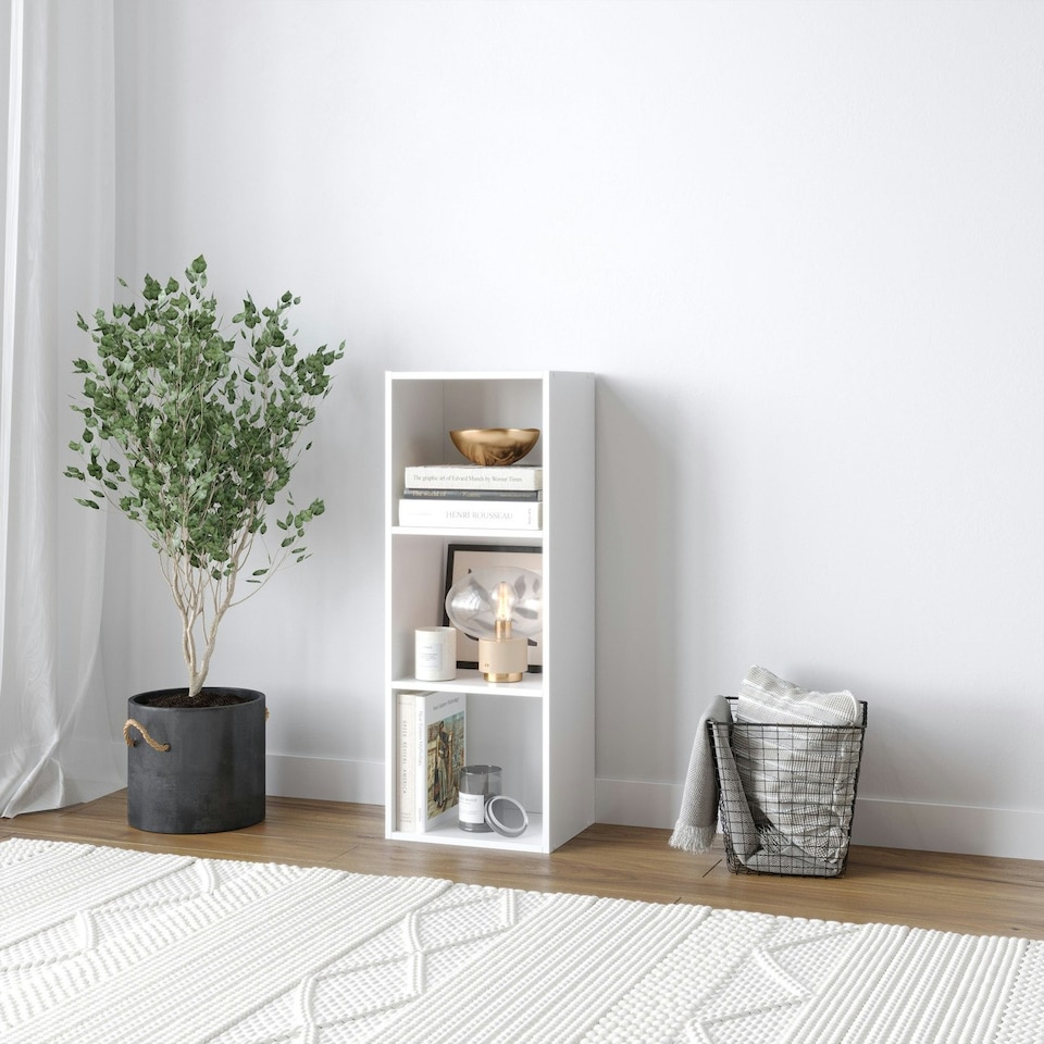 image 1 of 3-Tier Cube Shelving Unit Brown | Unit Colour: Oak