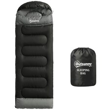 Outsunny Sleeping Bag for Adults, Lightweight & Compact Sleeping Bag | Black | Black | 215 x 75 x 10 cm