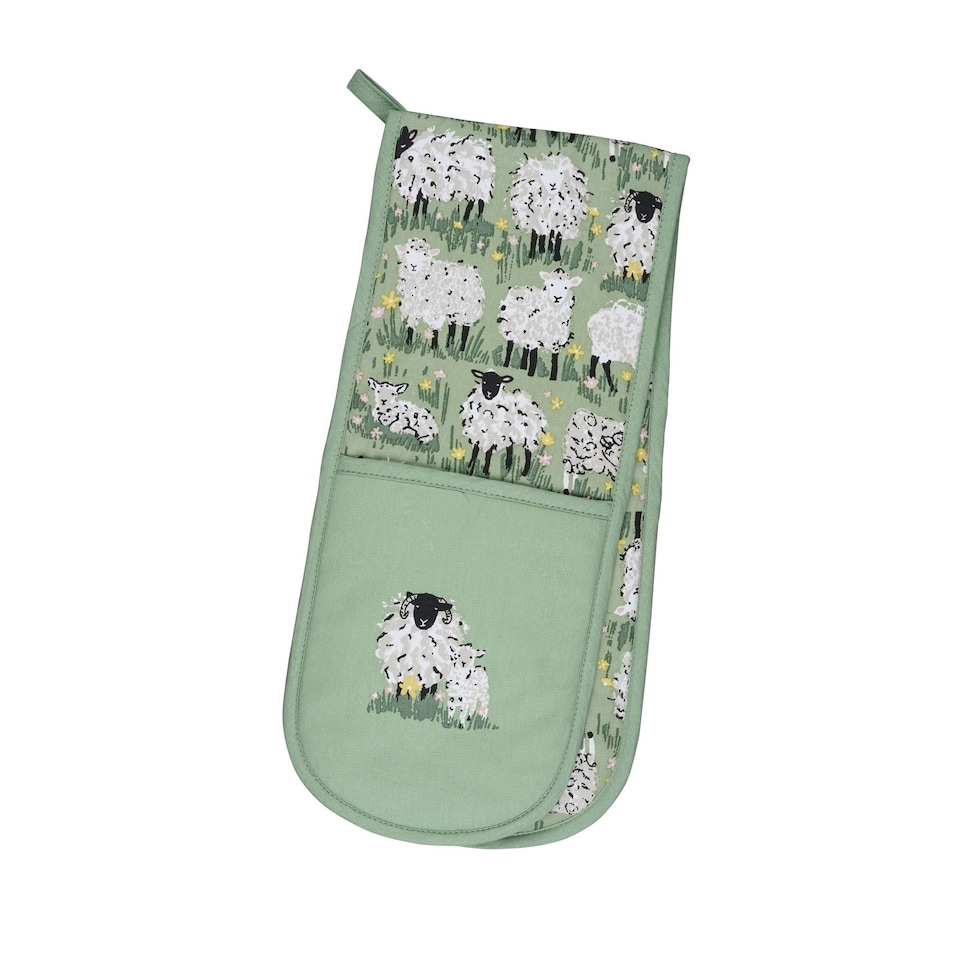 image 1 of Ulster Weavers Woolly Sheep Double Oven Glove Green