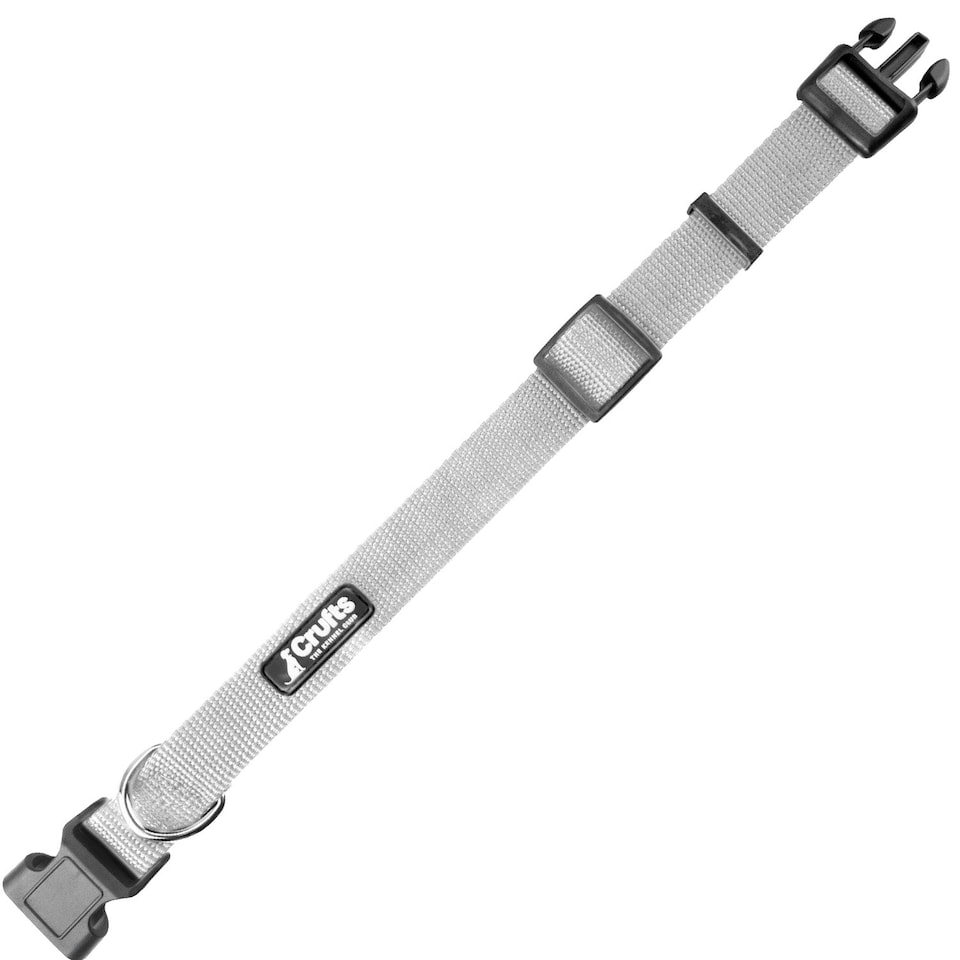 image 1 of Crufts Large Grey Nylon Dog Collar - Adjustable 40cm, 2.5cm Wide