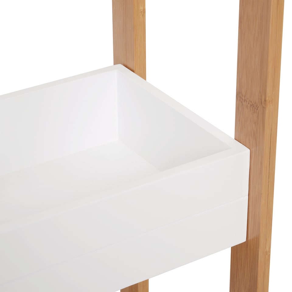 image 1 of HOMCOM 3-Tier Bathroom Rack Storage Shelf Bamboo Organiser Shower Tower for Narrow Place
