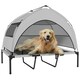 image 6 of PawHut Portable Elevated Dog Bed with Removable Canopy Grey | M