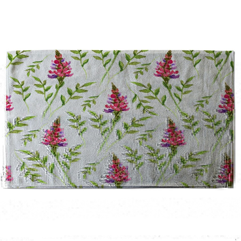 image 1 of Pink & Green Leaves (Kitchen Towel)