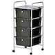 image 1 of VonHaus 4 Black White Storage Trolley with 360° Wheels