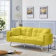 image 2 of Sofa Bed 2 Seater Yellow Velvet Click Clack Sofa Settee Recliner Couch with Metal Legs with 2 Pillows Yellow