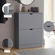 image 5 of Vida Designs 2 Drawer Shoe Cabinet Shoe Rack Storage Cupboard, 100% FSC, Grey