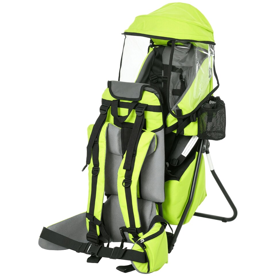 image 1 of HOMCOM Baby Hiking Backpack Carrier w/ Detachable Rain Cover for Toddlers Green Green | One Size