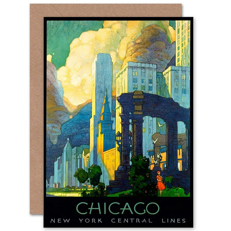 image 1 of Travel Chicago Illinois USA Cityscape Goodbye Card