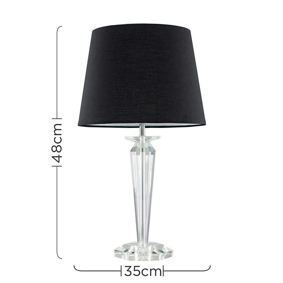 image 1 of ValueLights Davenport Clear Table Lamp with Medium Black Tapered Shade and LED Bulb