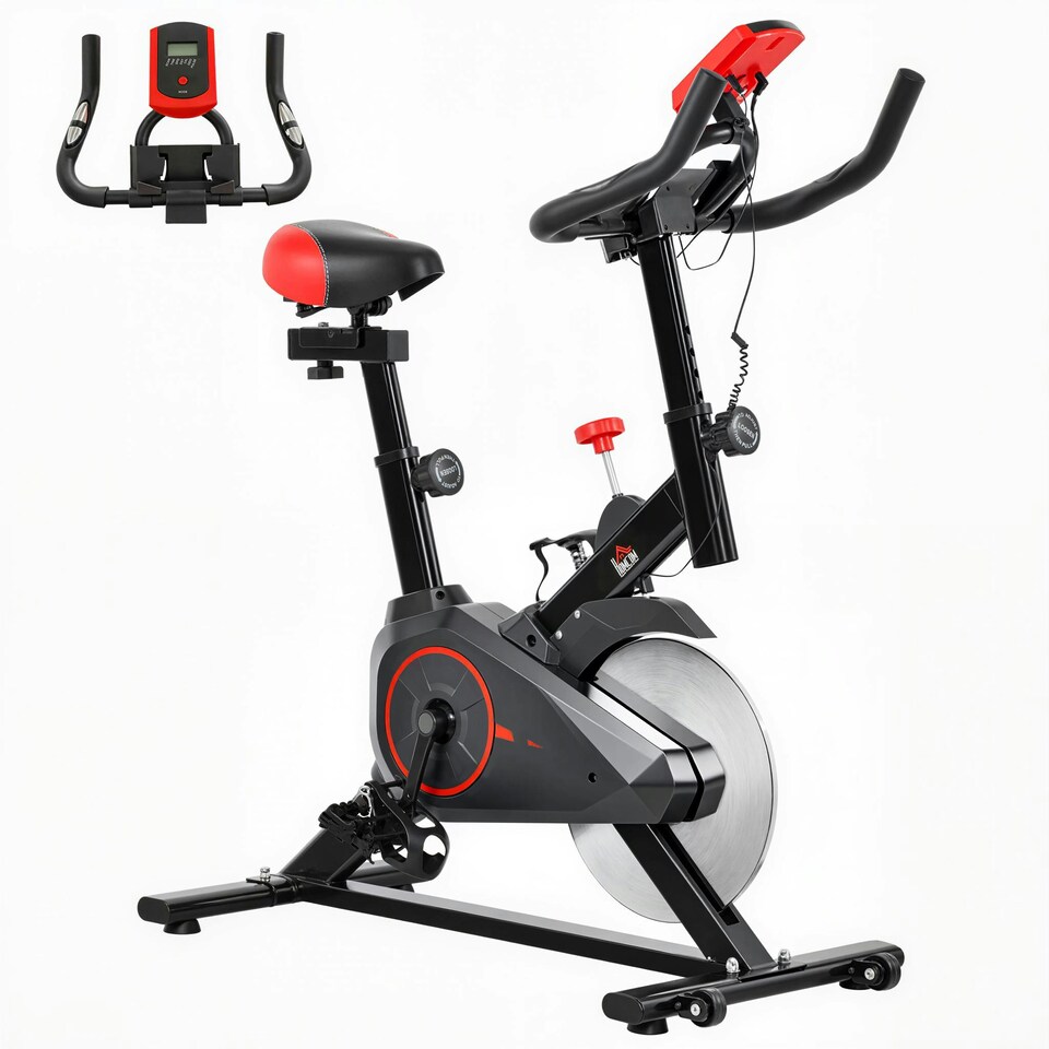 image 1 of HOMCOM Indoor Exercise Bike with Adjustable Height, Resistance