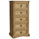 image 1 of Vida Designs Corona 5 Drawer Narrow Chest of Drawers Bedroom Storage, Solid Pine Wood