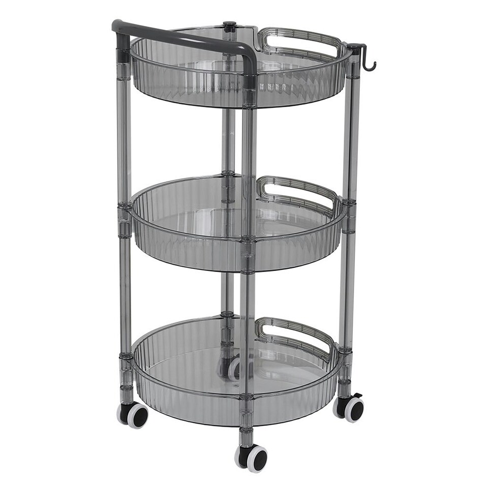image 1 of Living and Home 3-Tier Multifunction Floor-standing Plastic Round Storage Cart Organizer Rack Black | One Size