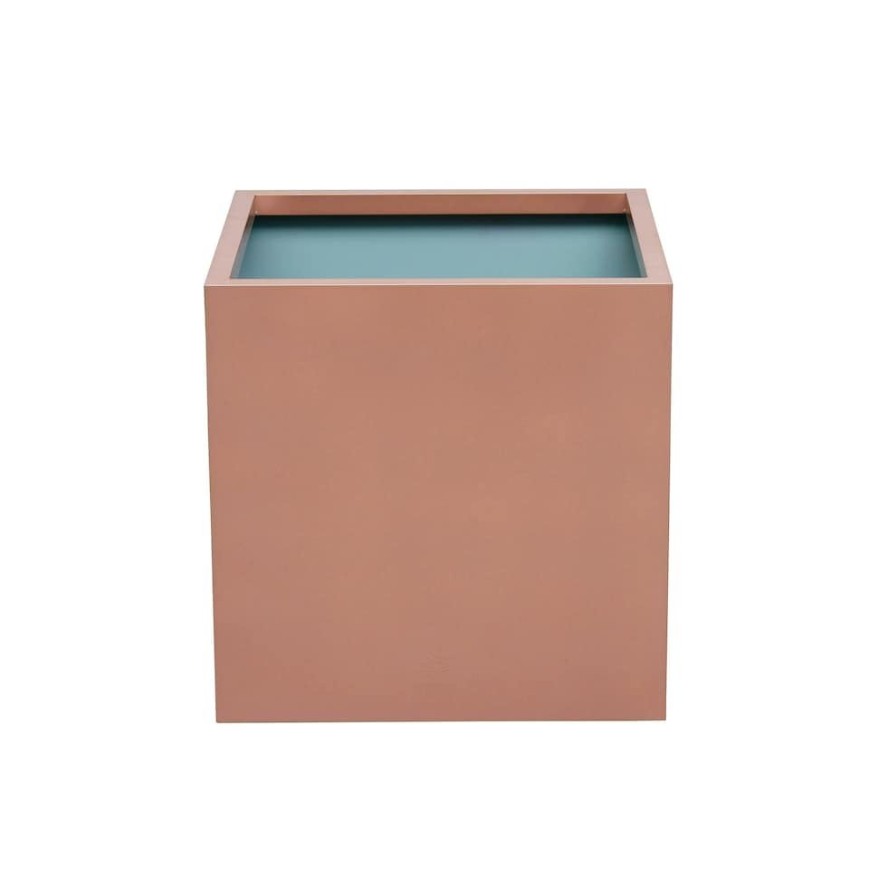 image 1 of Primrose Frost and Rust-Resistant Outdoor Zinc Square Cube Planter Copper 30cm