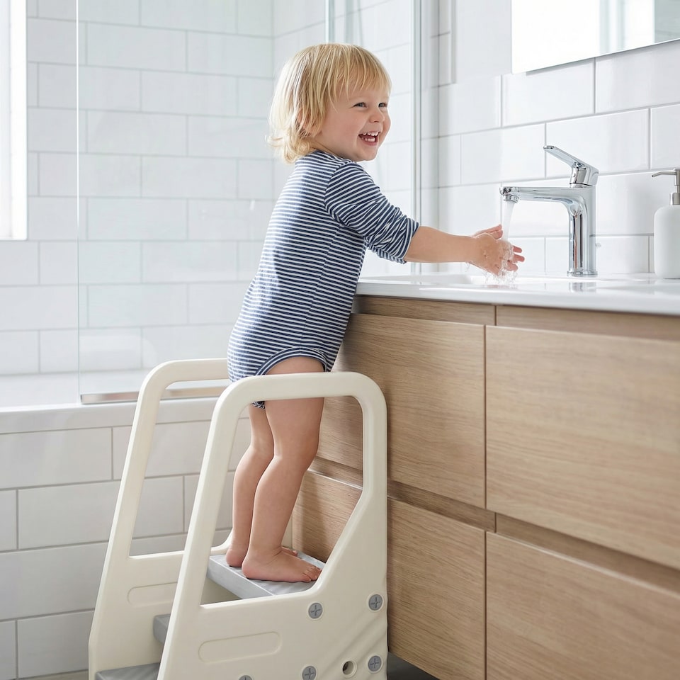 image 1 of AIYAPLAY Toddler Tower, Adjustable 3 Step Kitchen Stool Helper for 2-5 Years | Grey