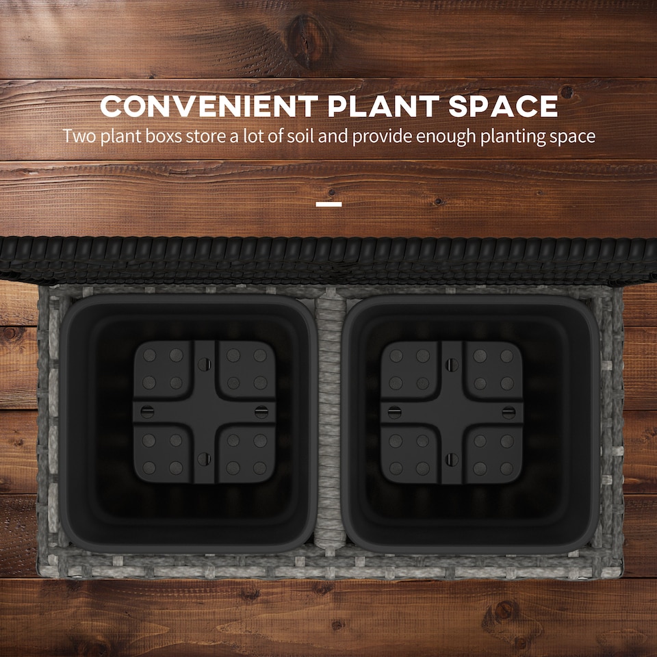 image 1 of Outsunny Garden PE Rattan Planter Box  Trellis Flower Raised Bed, 57x30x107cm