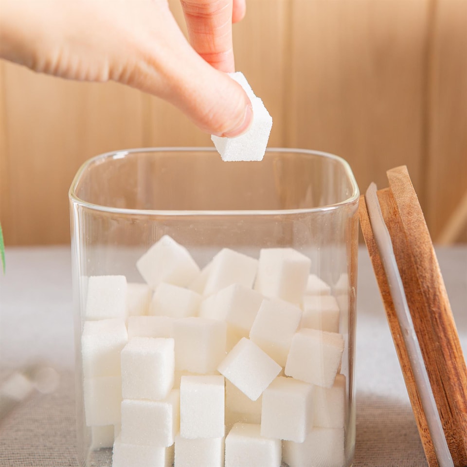 image 1 of Argon Tableware Square Glass Storage Jars with Wooden Lids - 680ml - Pack of 6