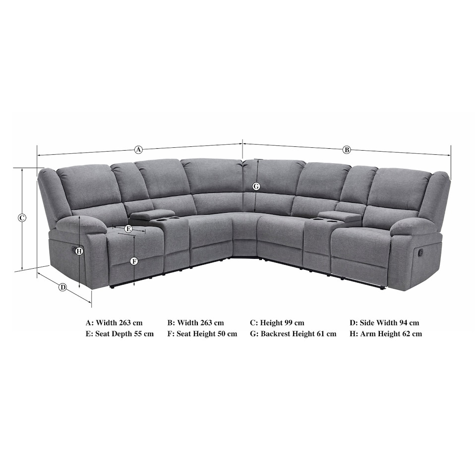 image 1 of Praga 5 Seater Manual Recliner Corner Sofa | Grey | Light Grey | Five Plus Seater