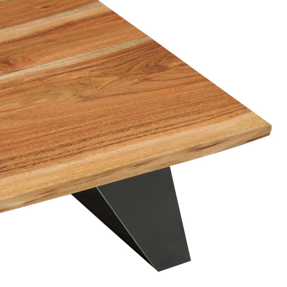 image 1 of Interiors by Premier Acacia Wood And Looped Iron Base Side Table Brown