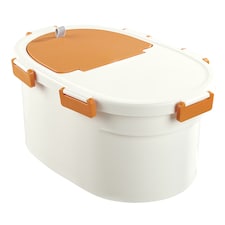 Living and Home Airtight Pet Food Storage Container with Flip-Up Lid & Wheels | White | Orange | M