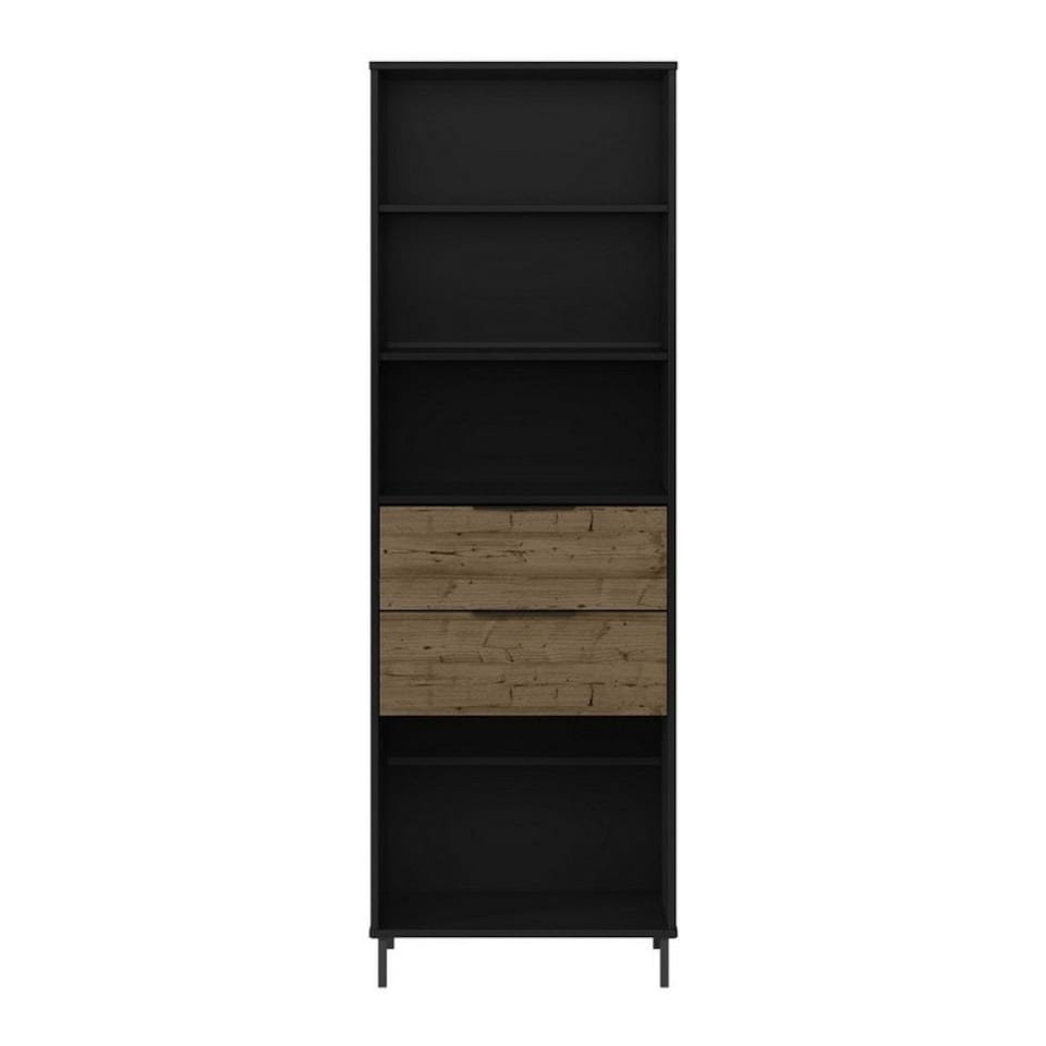 image 1 of Madrid Bookcase - L38.5 x W60 x H179.5 cm - Black/Acacia Effect Black