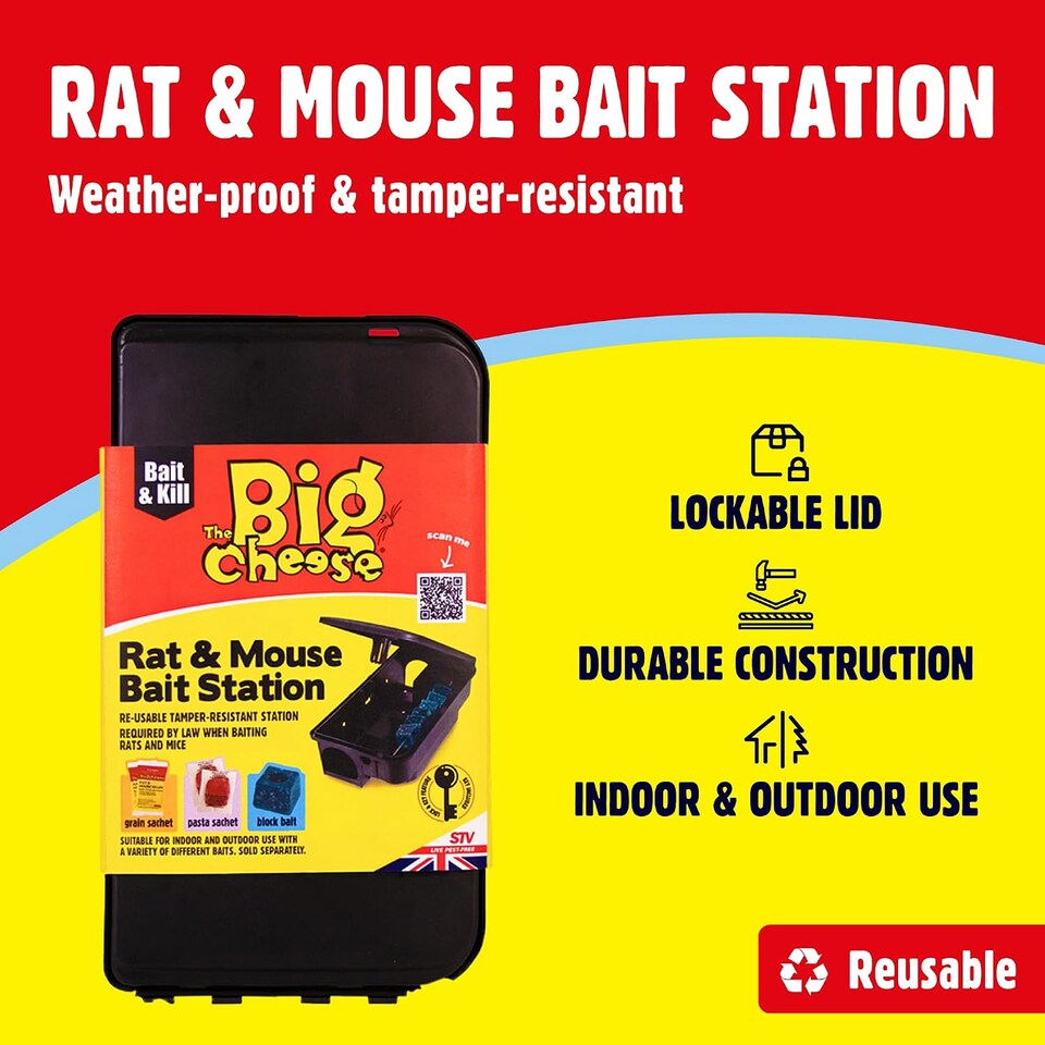 image 1 of The Big Cheese Rat and Mouse Bait Station Tamper Resistant Lockable Indoor Outdoor