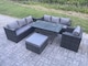 image 2 of Fimous 8 Seater Outdoor Lounge Sofa Garden Furniture Set Patio Rattan Rectangular Dining Table Chair with Big Footstool Dark Grey Mixed