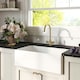 image 4 of Fireclay Kitchen Bundle - Single Bowl Belfast Sink, Strainer Waste & Mono Lever Tap, 795mm - Brushed Brass - Balterley