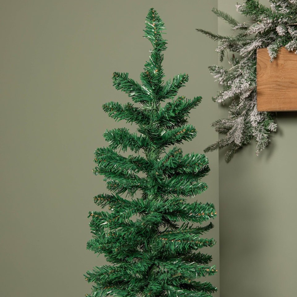 image 1 of 4ft (1.2m) Green Artificial Pencil Christmas Tree With Green Metal Stand and 168 Tips