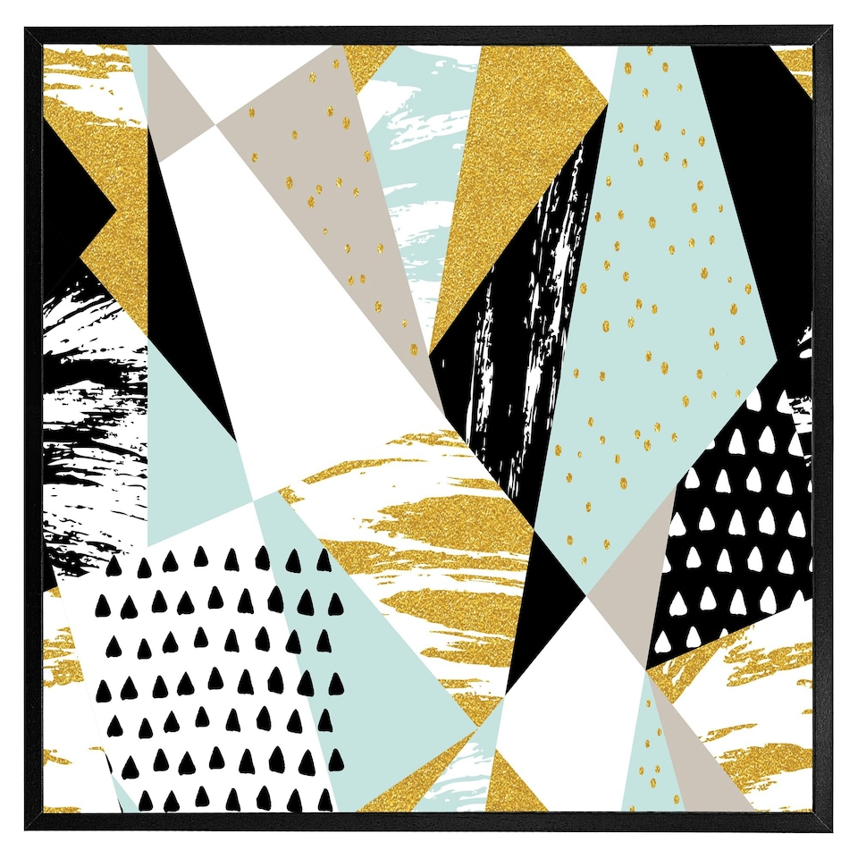 image 1 of Geometric shapes & brush strokes (Picture Frame) White | M