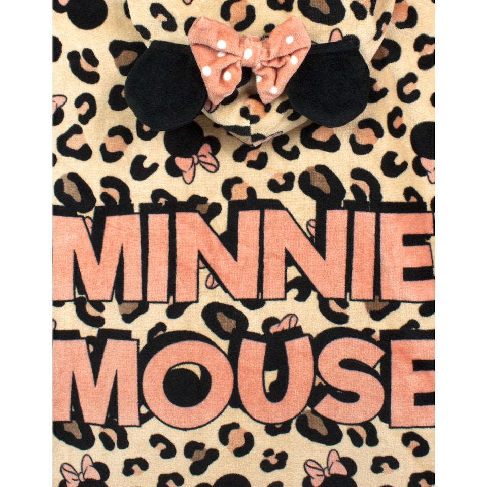 image 1 of Disney Minnie Mouse Girl's Towel Poncho | Kids Pink Hooded Beach Towel | Children's Bath Time Towel with 3D Ears & Bow Hood | Pink Gift
