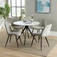 image 1 of Aspen White 100cm Round Dining Table with 4 Diamond Stitch Upholstered Fabric Chairs - Modern Dining Set | Grey | Lt Grey | One Size | 1