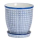 image 1 of Nicola Spring Hand Printed Plant Pot with Saucer - 22cm - Navy Blue