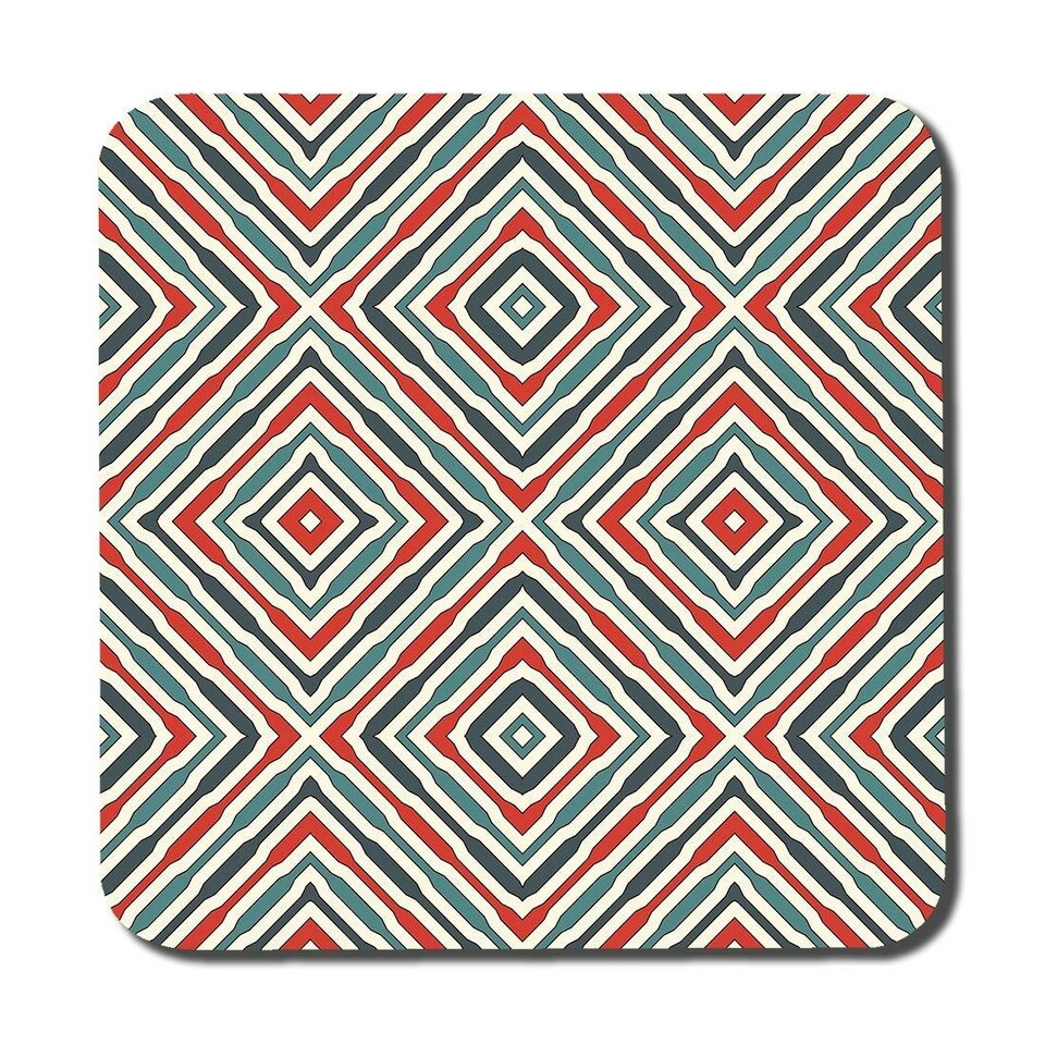 image 1 of Repeated squares and rhombuses ornamental abstract Tribal motif (Coaster)