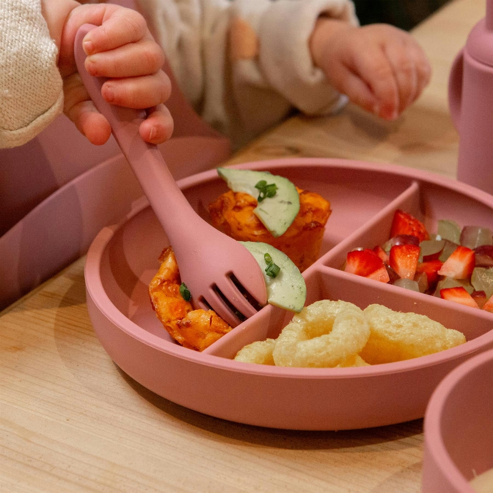 image 1 of Tiny Dining Baby Silicone Weaning Fork - Dusty Rose Pink